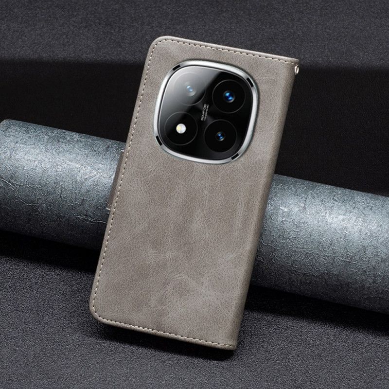 Lederhüllen Xiaomi Redmi Note 14 Pro 5g Handyhülle Schräger Riemenverschluss