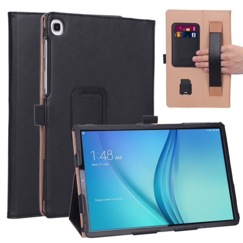 Case Samsung Galaxy Tab S5e Schwarz Lederart Mit Riemen