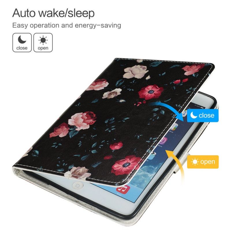 Lederhüllen Für Samsung Galaxy Tab S5e Schwarz Blumig