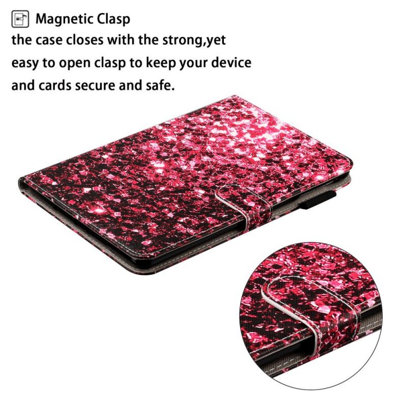 Lederhüllen Samsung Galaxy Tab S5e Rot Glitzerndes Design