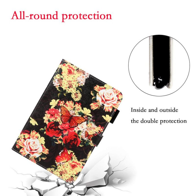 Lederhüllen Samsung Galaxy Tab S5e Schwarz Blumen