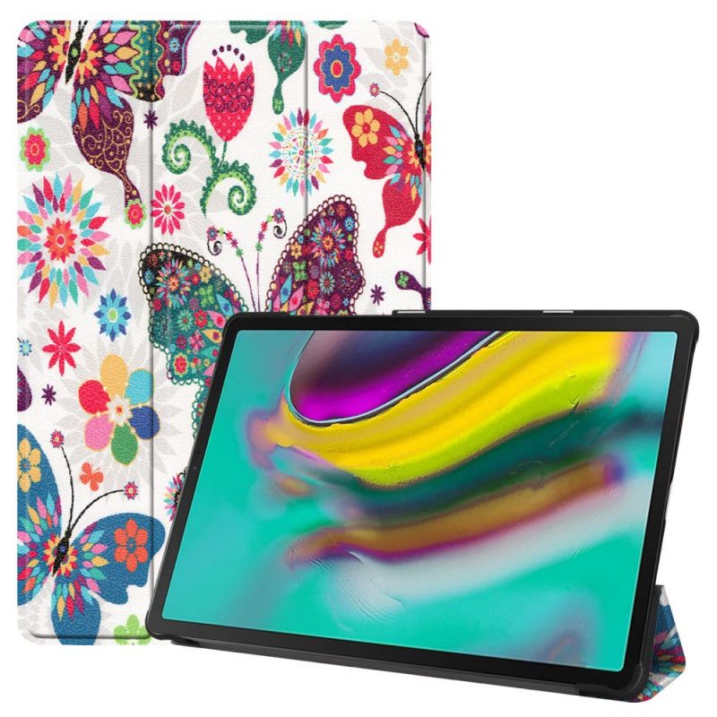 Smart Case Samsung Galaxy Tab S5e Retro Schmetterlinge Und Blumen