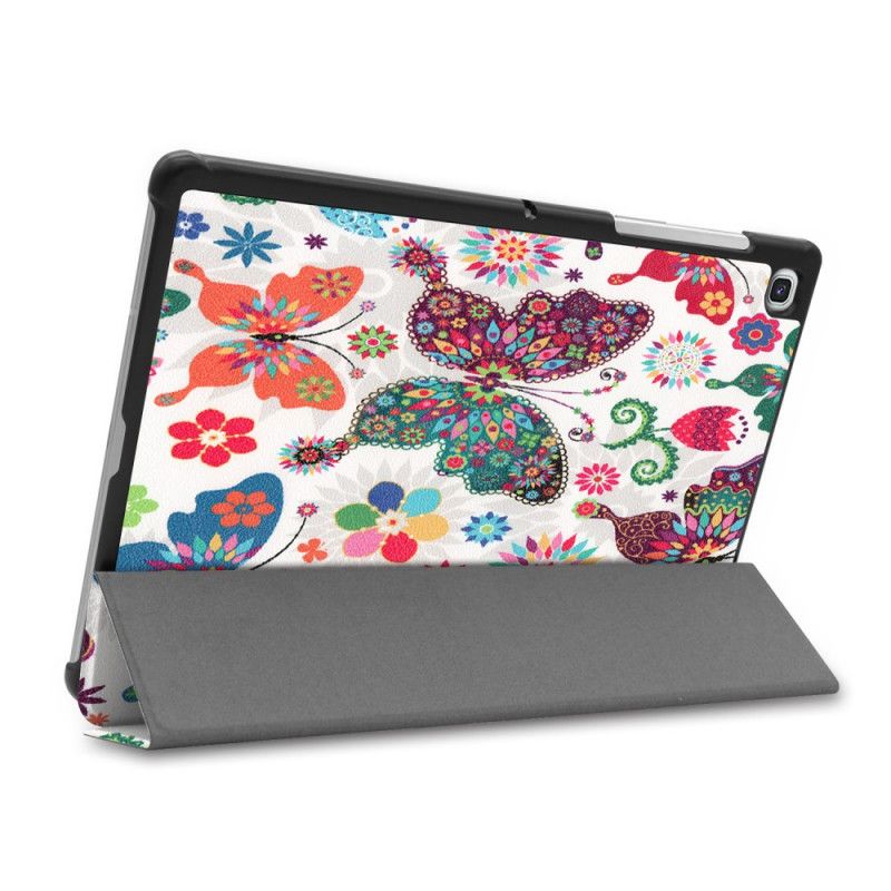 Smart Case Samsung Galaxy Tab S5e Retro Schmetterlinge Und Blumen