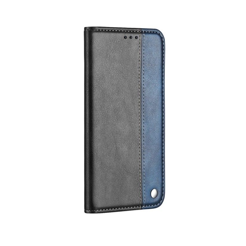 Flip Case Für Samsung Galaxy A10 Grau Schwarzes Knopfimitatleder