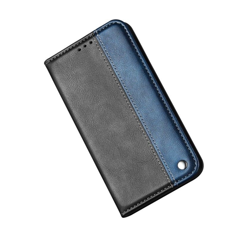 Flip Case Für Samsung Galaxy A10 Grau Schwarzes Knopfimitatleder