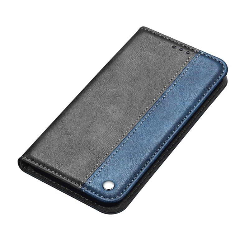 Flip Case Für Samsung Galaxy A10 Grau Schwarzes Knopfimitatleder