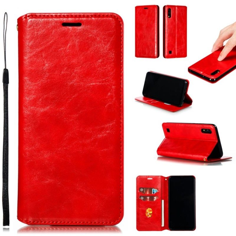 Flip Case Samsung Galaxy A10 Rot Eleganter Lederstil Mit Riemen