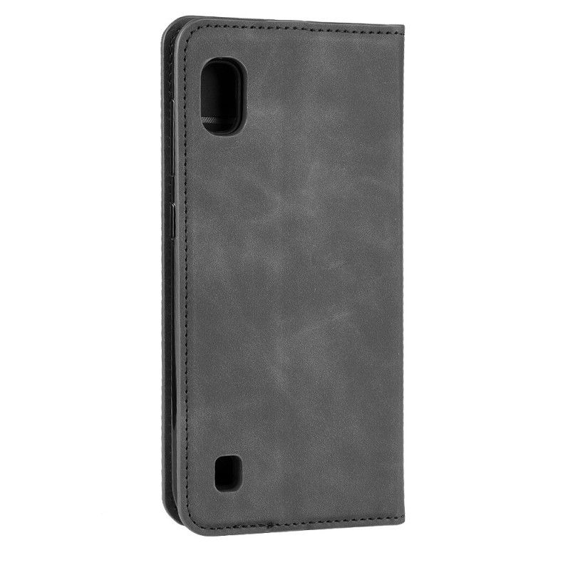 Flip Case Samsung Galaxy A10 Schwarz Weichledereffekt