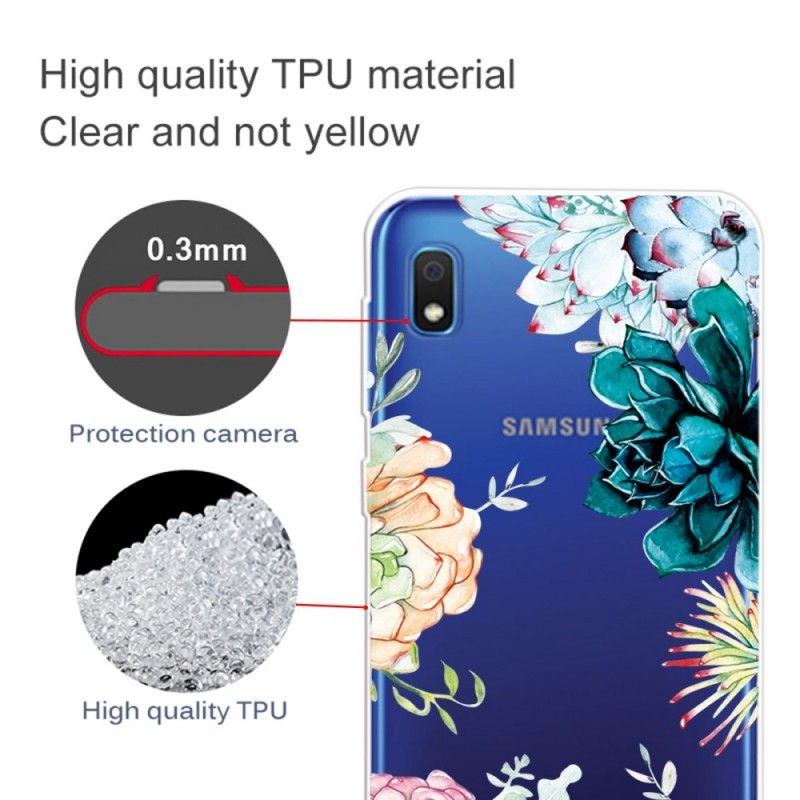 Hülle Samsung Galaxy A10 Handyhülle Transparente Aquarellblumen