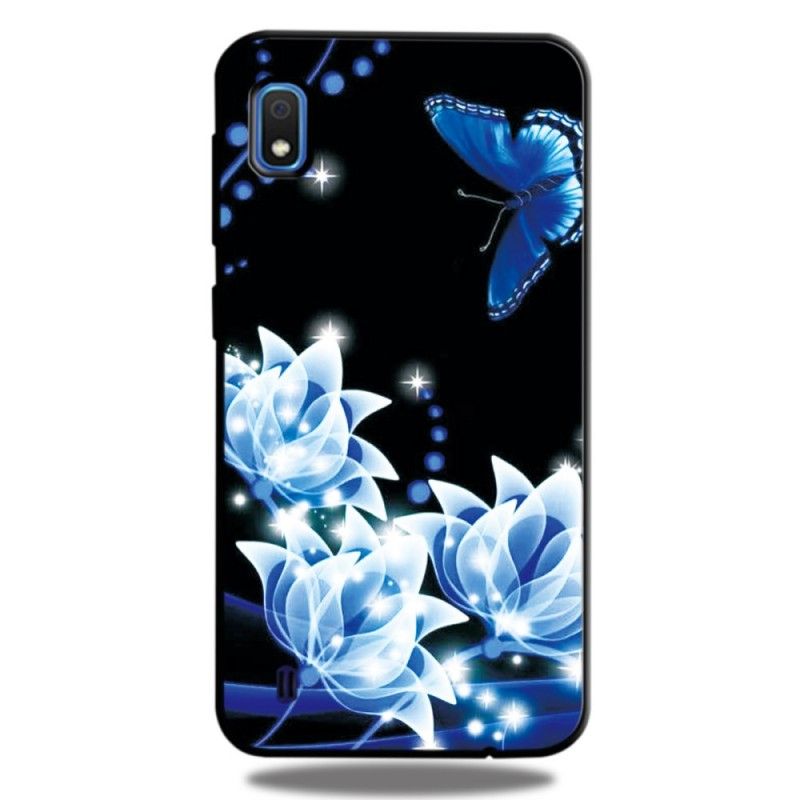 Hülle Samsung Galaxy A10 Schmetterling Und Blaue Blüten