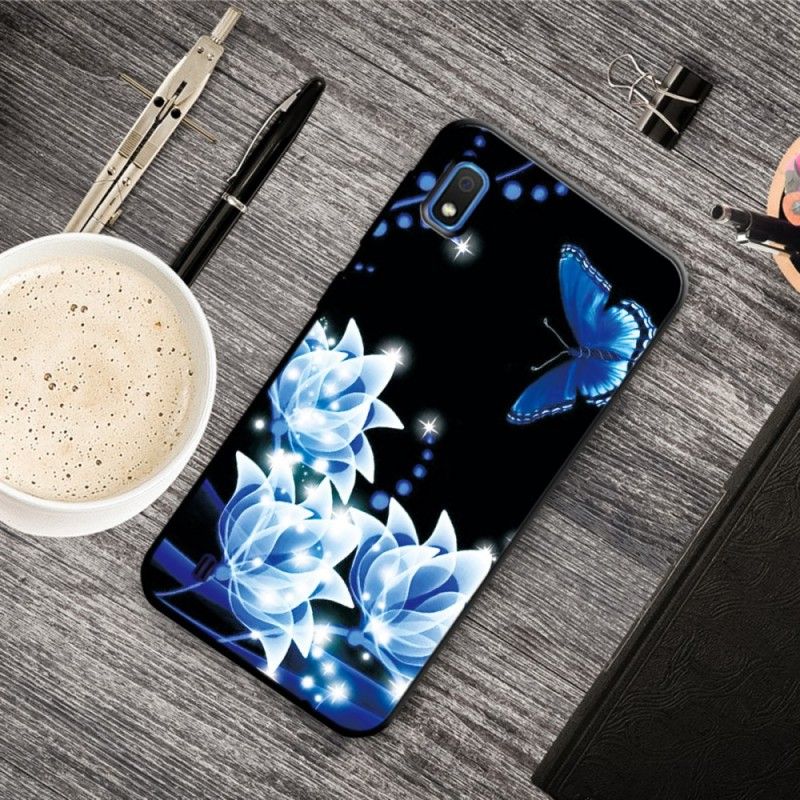 Hülle Samsung Galaxy A10 Schmetterling Und Blaue Blüten