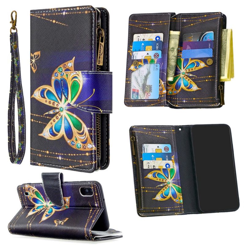 Lederhüllen Für Samsung Galaxy A10 Royal Butterfly Reißverschlusstasche