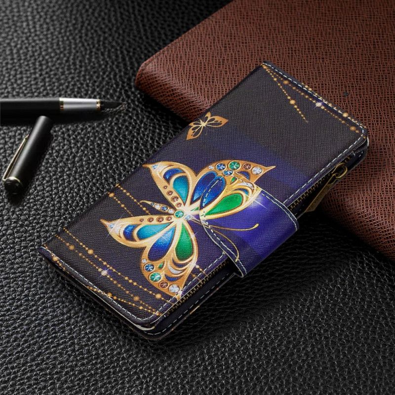 Lederhüllen Für Samsung Galaxy A10 Royal Butterfly Reißverschlusstasche