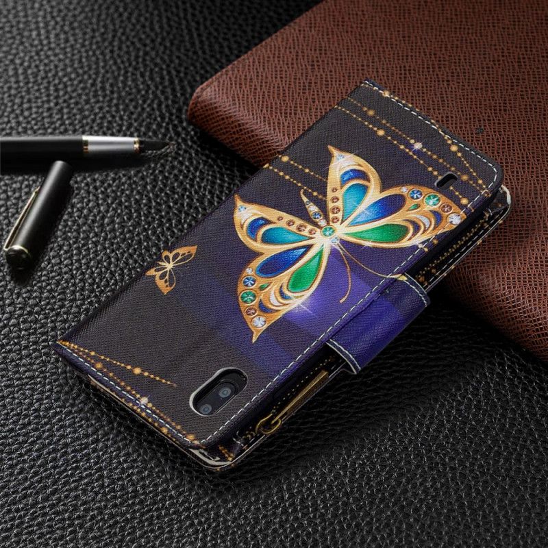 Lederhüllen Für Samsung Galaxy A10 Royal Butterfly Reißverschlusstasche
