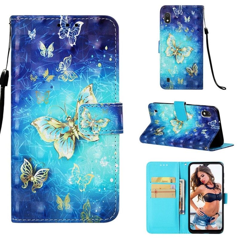 Lederhüllen Samsung Galaxy A10 Goldene Schmetterlinge