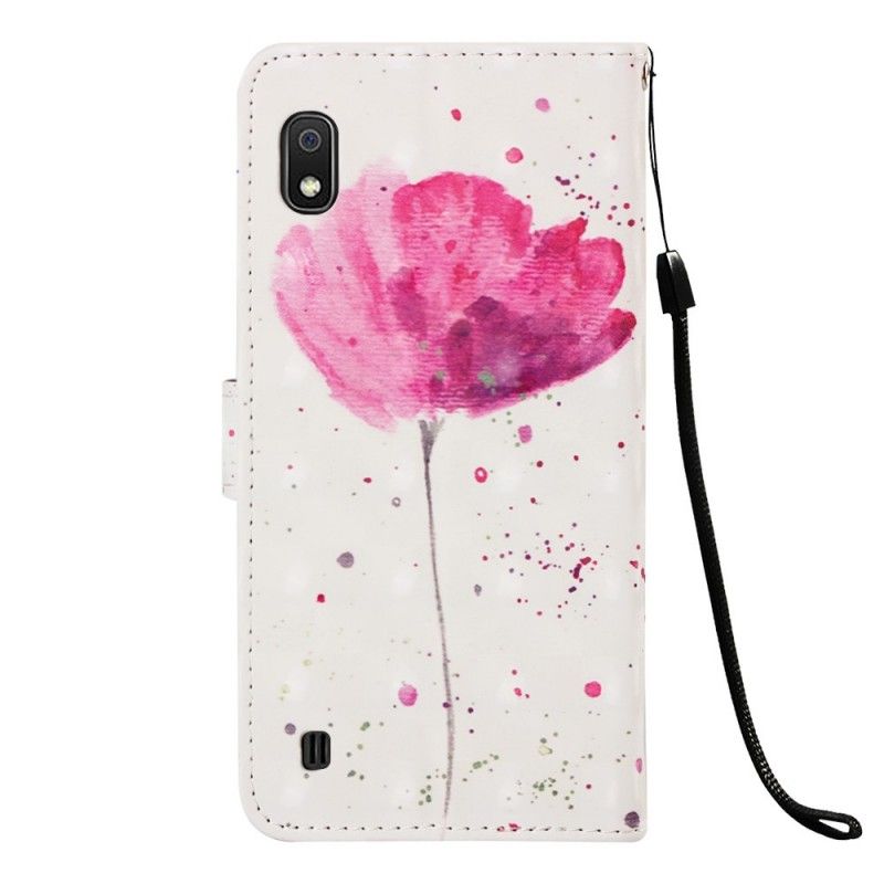 Lederhüllen Samsung Galaxy A10 Handyhülle Aquarellmohn