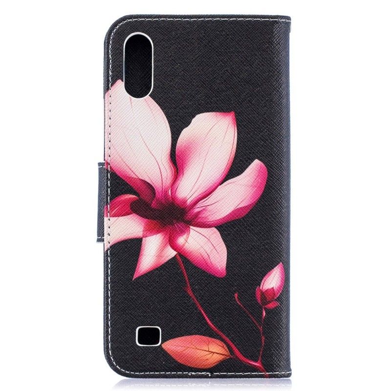 Lederhüllen Samsung Galaxy A10 Handyhülle Rosa Blume