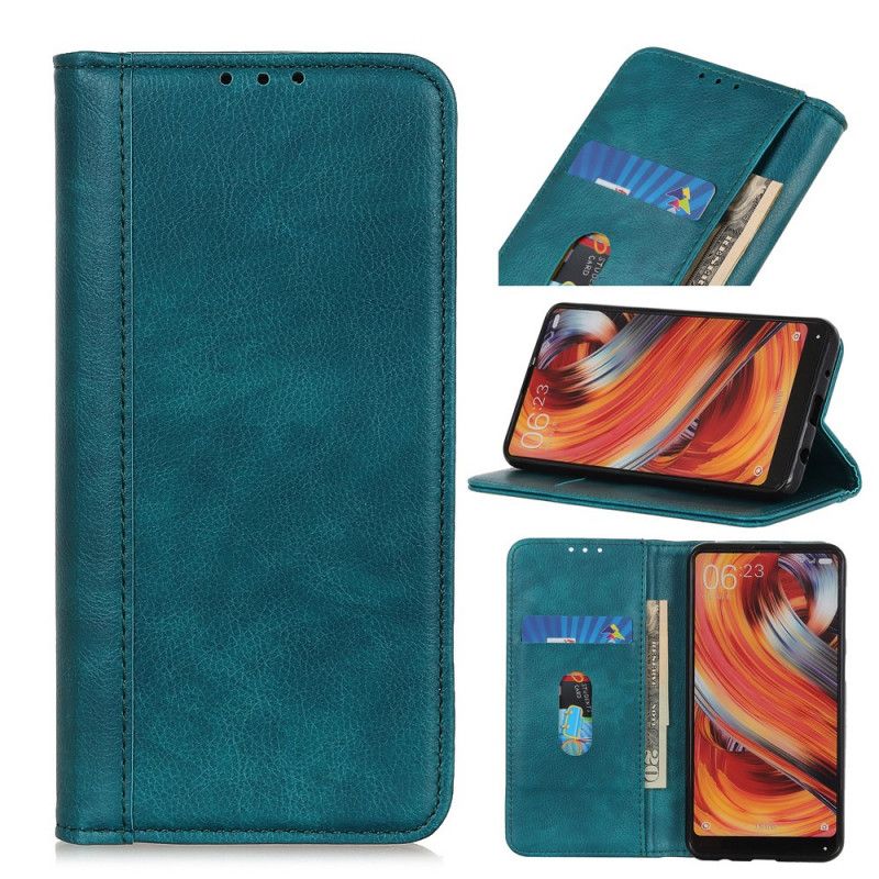 Flip Case Für Sony Xperia 5 Schwarz Geteilte Lederversion