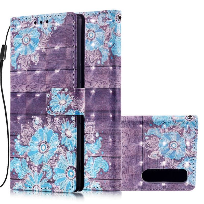 Lederhüllen Sony Xperia 5 Blaue Blüten