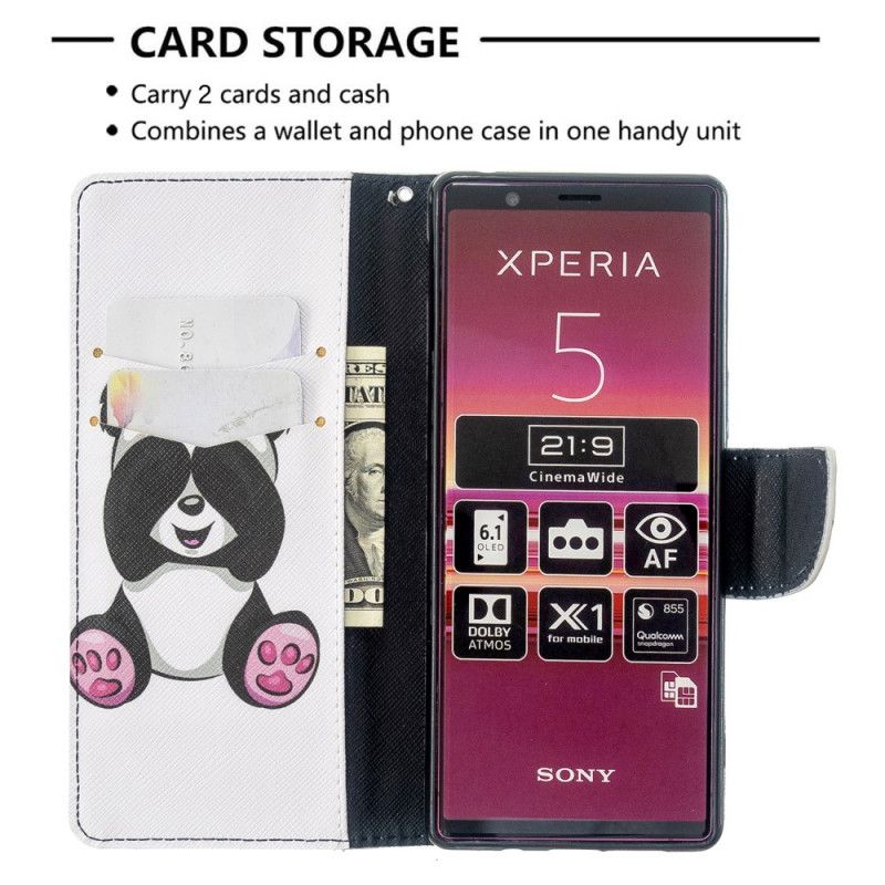 Lederhüllen Sony Xperia 5 Lustiger Panda