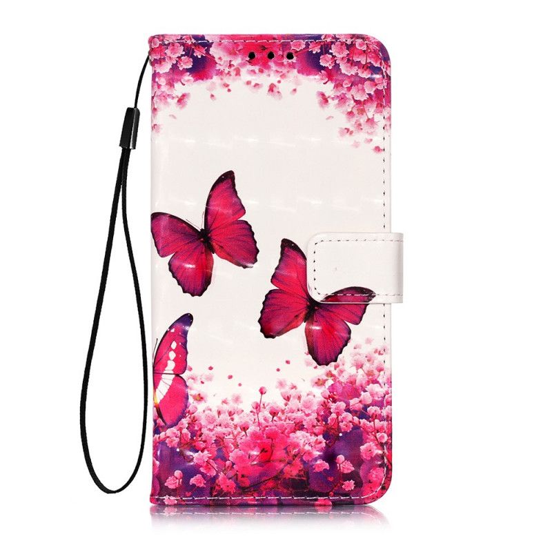 Lederhüllen Sony Xperia 5 Rote Tanga-Schmetterlinge