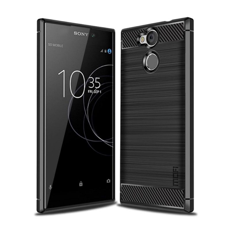 Hülle Für Sony Xperia L2 Schwarz Gebürstete Mofi-Kohlefaser