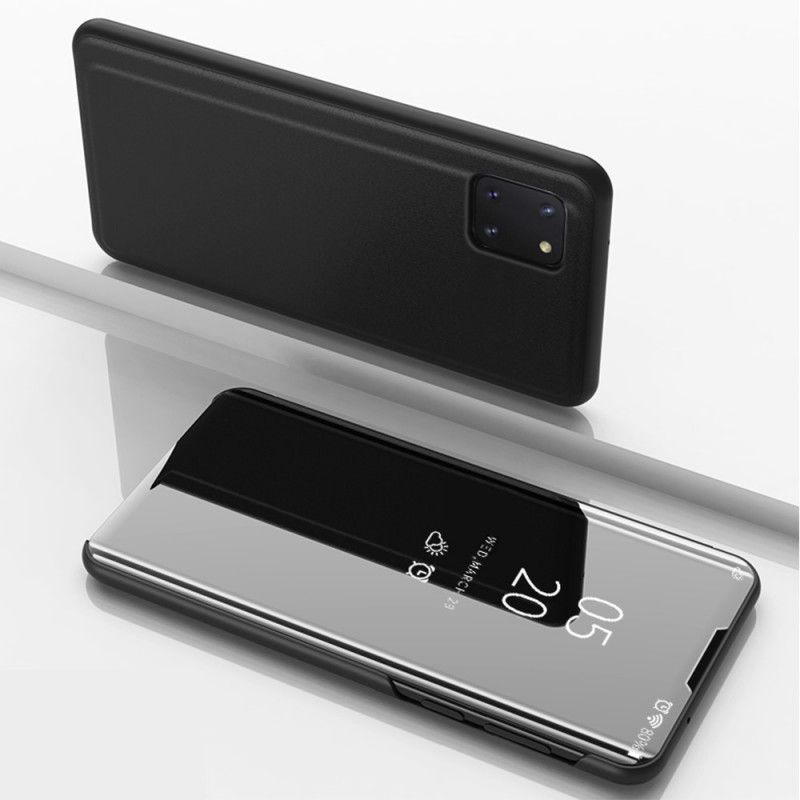 Ansichtsabdeckung Samsung Galaxy Note 10 Lite Schwarz Spiegel Und Kunstleder