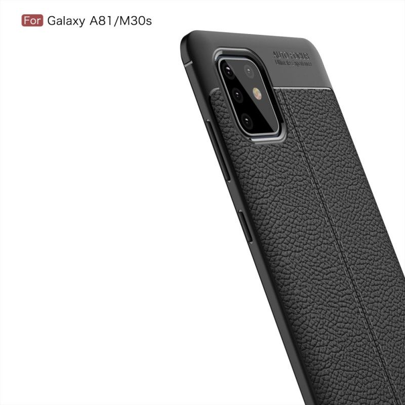 Hülle Für Samsung Galaxy Note 10 Lite Schwarz Doppellinien-Litschileder-Effekt