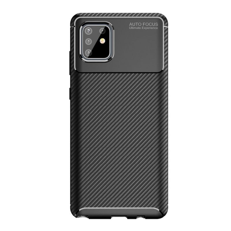 Hülle Samsung Galaxy Note 10 Lite Schwarz Flexible Kohlefasertextur
