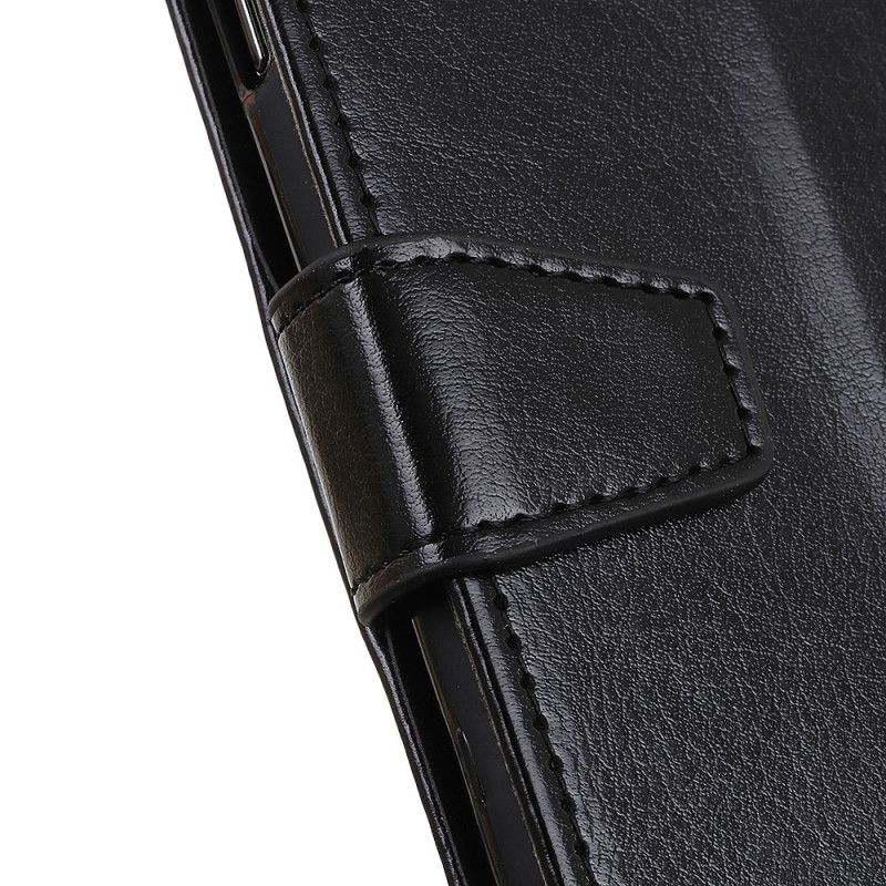 Lederhüllen Samsung Galaxy Note 10 Lite Schwarz Handyhülle Einfacher Glänzender Ledereffekt