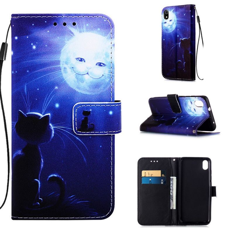 Lederhüllen Für Xiaomi Redmi 7A Mondhelle Katze Mit Tanga