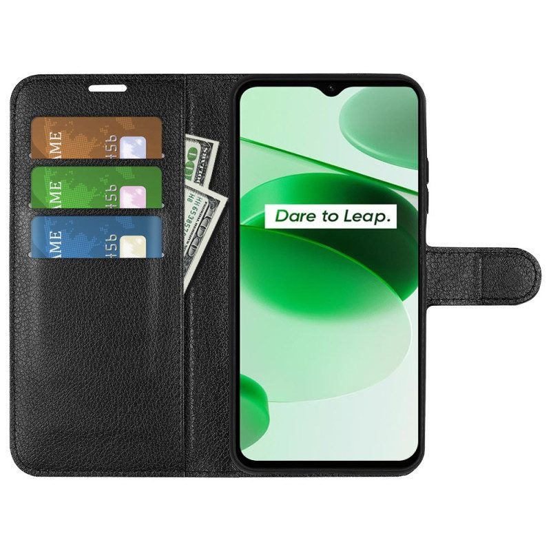 Flip Case Für Realme C35 Litschi-textur