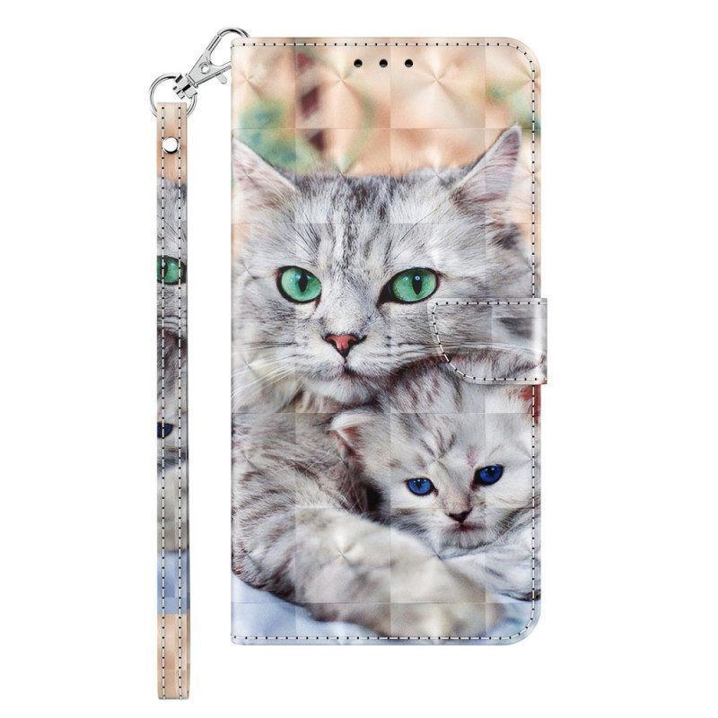 Flip Case Für iPhone 14 Pro Mit Kordel Nur Tanga-katzen