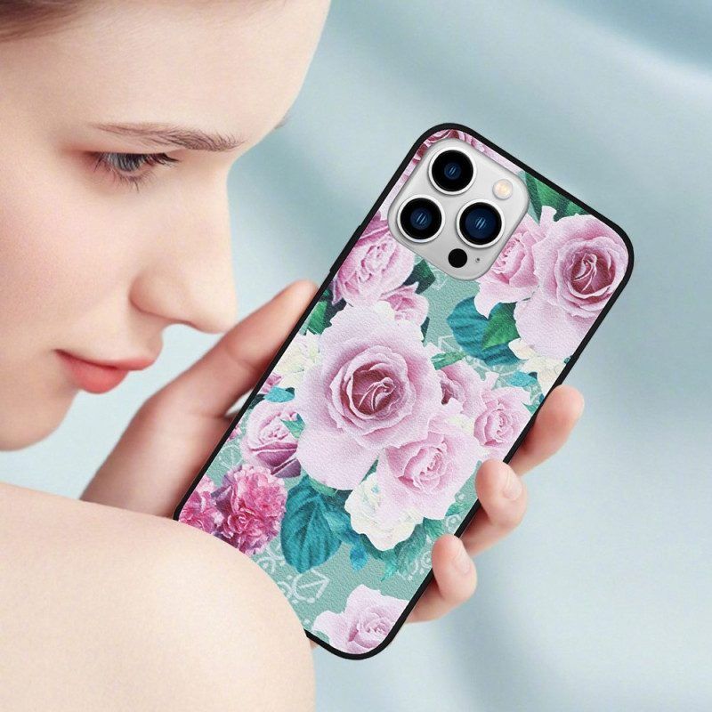Handyhülle Für iPhone 14 Pro Kunstleder Mit Blumenmuster