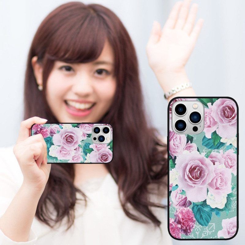 Handyhülle Für iPhone 14 Pro Kunstleder Mit Blumenmuster