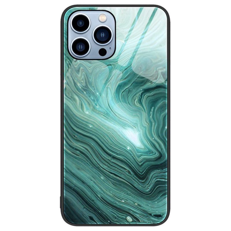 Hülle Für iPhone 14 Pro Marmorfarben Gehärtetes Glas