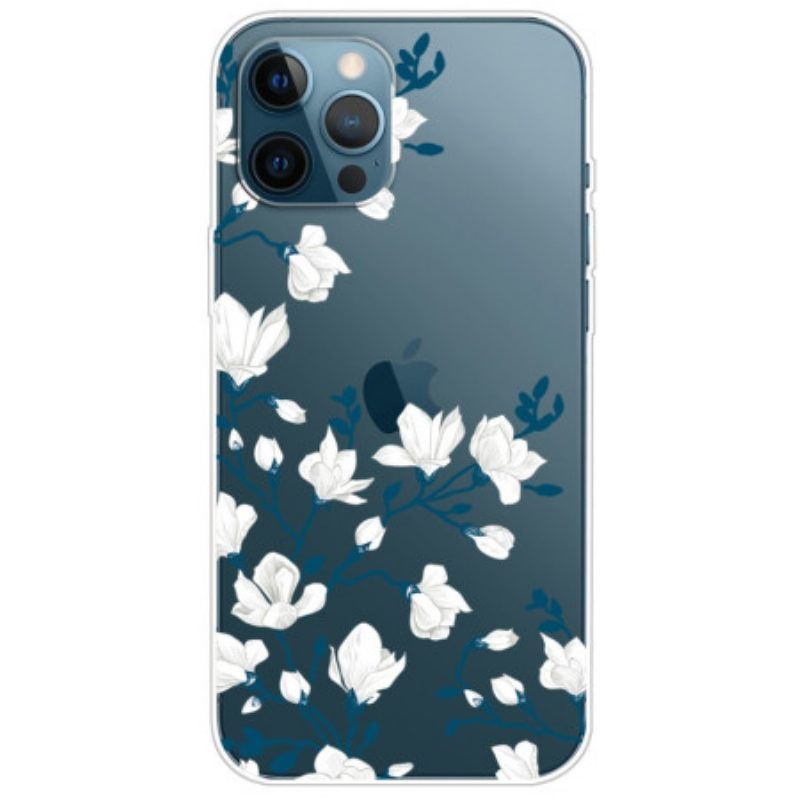 Hülle Für iPhone 14 Pro Nahtlose Weiße Blumen