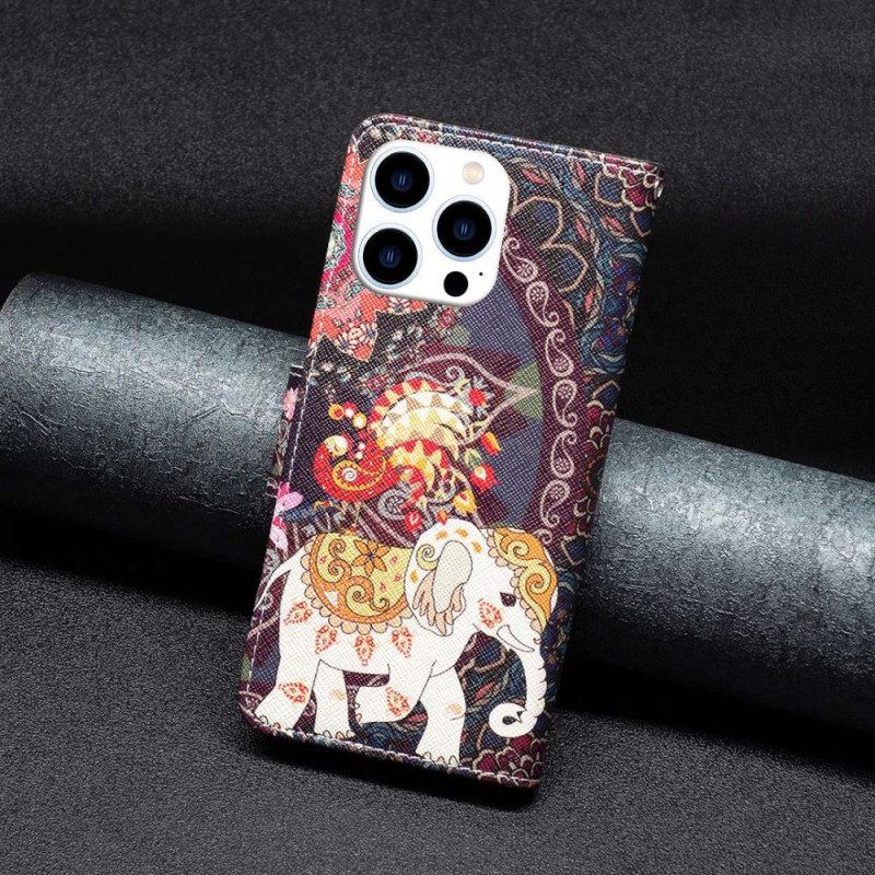 Lederhüllen Für iPhone 14 Pro Indischer Elefant