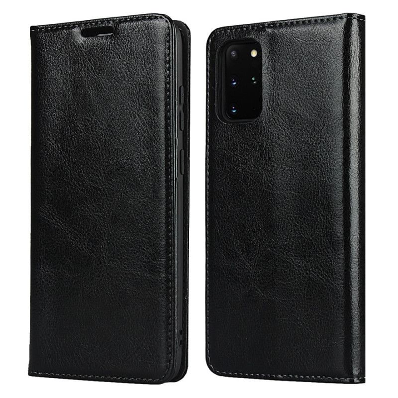 Flip Case Samsung Galaxy S20 Plus / S20 Plus 5G Schwarz Echtes Leder