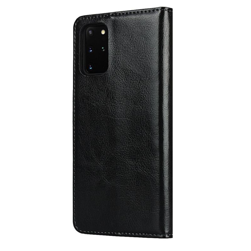 Flip Case Samsung Galaxy S20 Plus / S20 Plus 5G Schwarz Echtes Leder