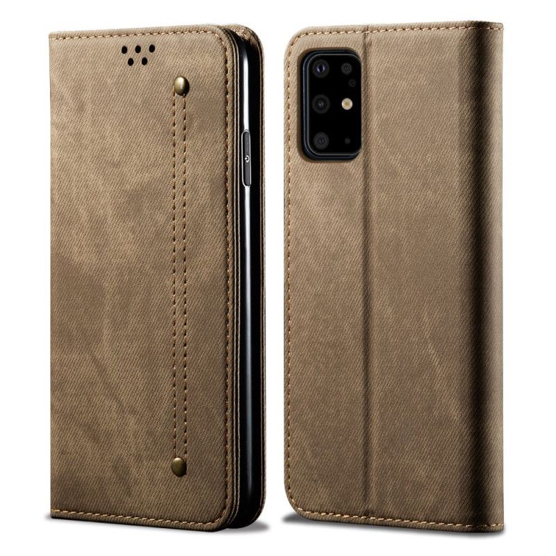 Flip Case Samsung Galaxy S20 Plus / S20 Plus 5G Schwarz Handyhülle Jeansstoff