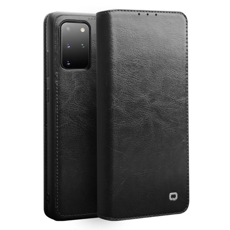 Flip Case Samsung Galaxy S20 Plus / S20 Plus 5G Schwarz Qialino Echtes Leder