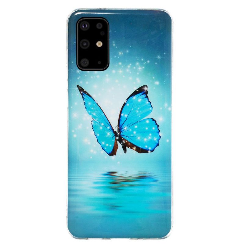 Hülle Samsung Galaxy S20 Plus / S20 Plus 5G Fluoreszierender Blauer Schmetterling