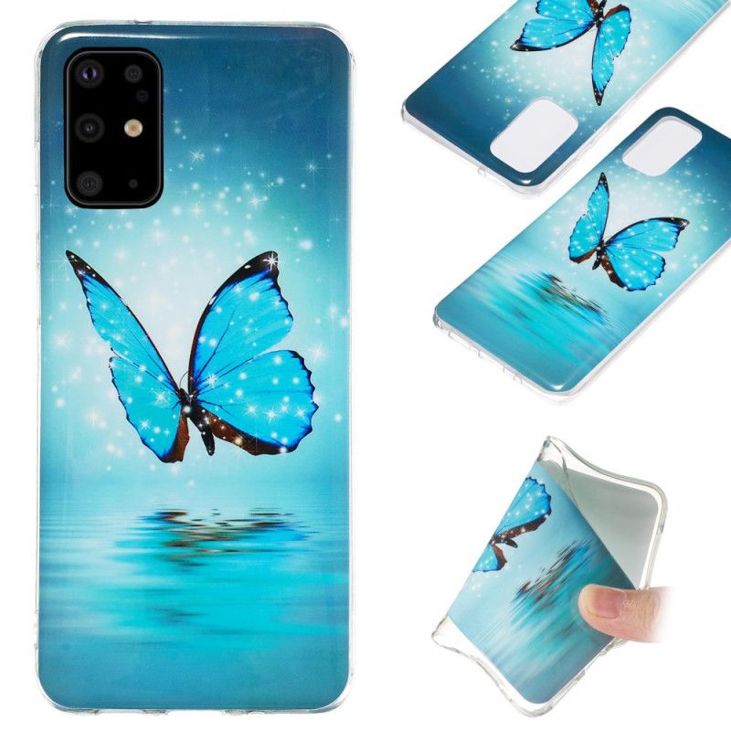 Hülle Samsung Galaxy S20 Plus / S20 Plus 5G Fluoreszierender Blauer Schmetterling