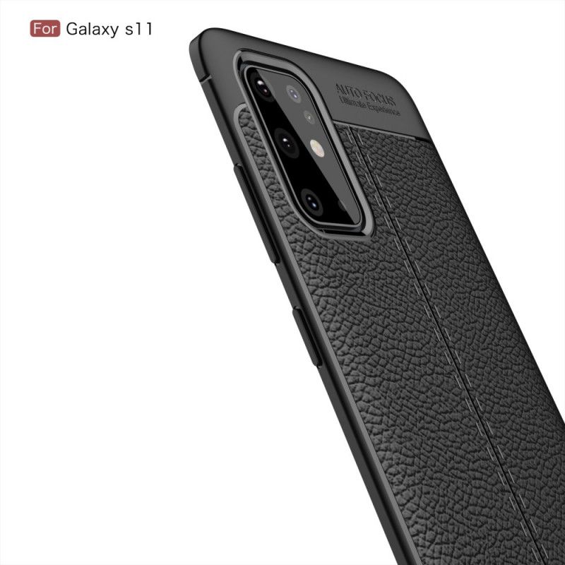 Hülle Samsung Galaxy S20 Plus / S20 Plus 5G Schwarz Doppellinien-Litschi