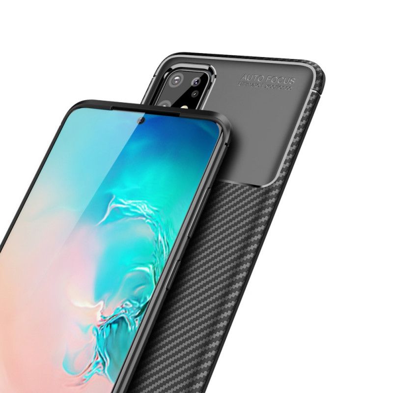 Hülle Samsung Galaxy S20 Plus / S20 Plus 5G Schwarz Flexible Kohlefasertextur