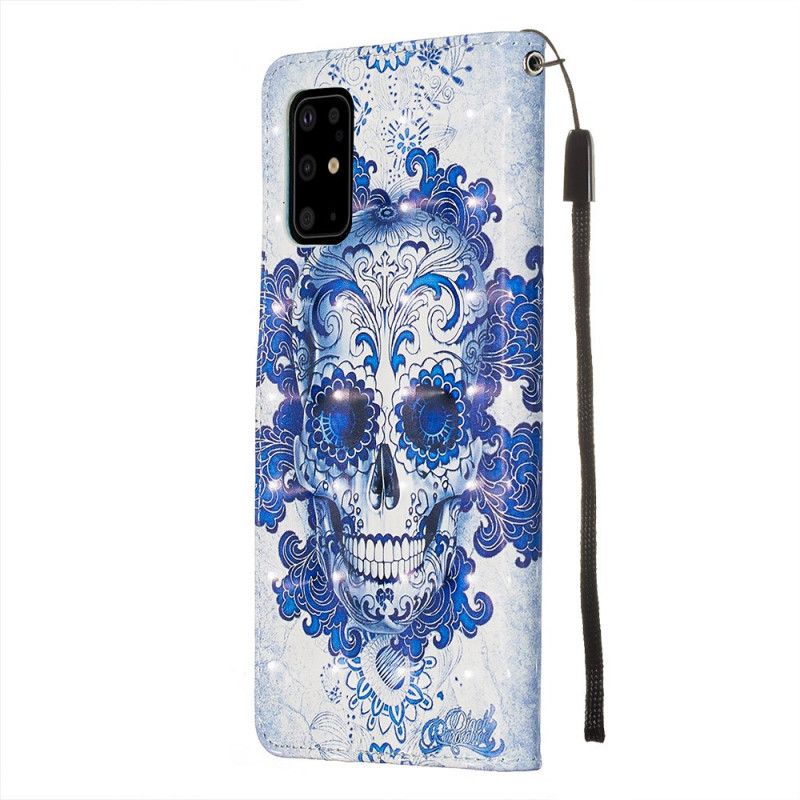 Lederhüllen Für Samsung Galaxy S20 Plus / S20 Plus 5G Blauer Schädel