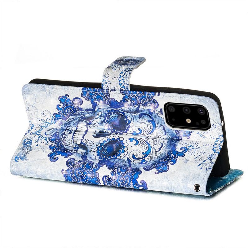 Lederhüllen Für Samsung Galaxy S20 Plus / S20 Plus 5G Blauer Schädel