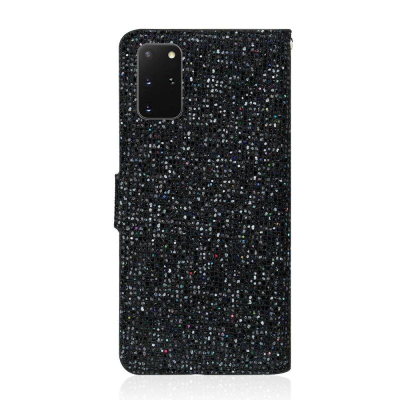 Lederhüllen Für Samsung Galaxy S20 Plus / S20 Plus 5G Schwarz Glitzer-Design
