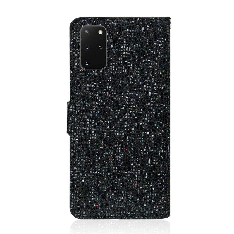 Lederhüllen Für Samsung Galaxy S20 Plus / S20 Plus 5G Schwarz Glitzer-Design